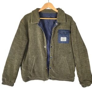 Poler Outdoor Stuff Reversible Deep‎ Pile Jacket Men's M Green Blue Sherpa